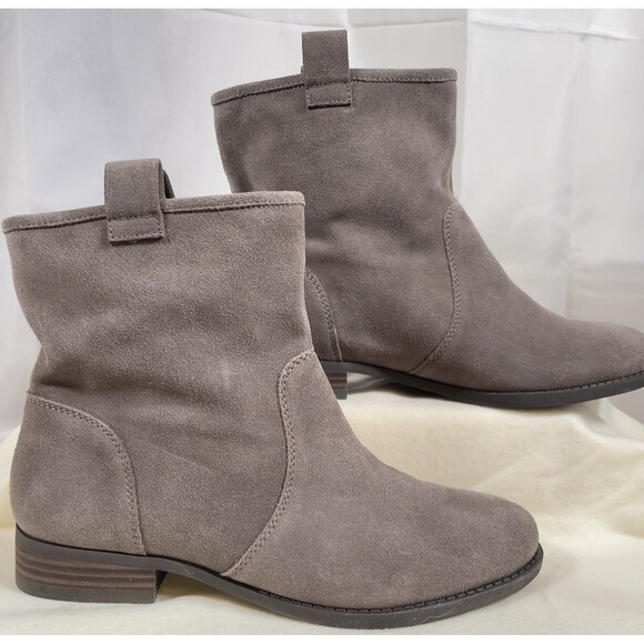 Sole Society Natasha Womens 9 M Suede Bootie Mushroom Casual Flat Slip On Boho - Picture 2 of 8